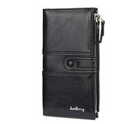 FANDARE Elegante Portafoglio Impermeabile Portfolio Uomo Donna Lungo Cartella Portafogli Dicastero con porta carte di credito portamonete porta tessere mit 12 slot per schede Wallet Nero