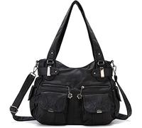 FANDARE Grande Borsa Tracolla Spalla Donna Vintage Bauletto Impermeabile Pelle PU per Shopping Viaggio Partito Work Crossbody Bag Nero