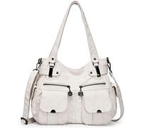 FANDARE Grande Borsa Tracolla Spalla Donna Vintage Bauletto Impermeabile Pelle PU per Shopping Viaggio Partito Work Crossbody Bag Bianco
