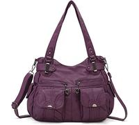 FANDARE Grande Borsa Tracolla Spalla Donna Vintage Bauletto Impermeabile Pelle PU per Shopping Viaggio Partito Work Crossbody Bag Viola