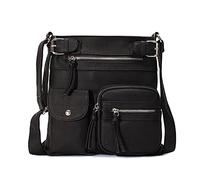 FANDARE Leggero Borsa a Spalla Tracolla Casuale Zaino Monospalla Donna Pelle PU Impermeabile Piccola Adolescenti Viaggio Lavoro Sportiva Scuola Portafogli Bauletto Crossbody Bag Nero