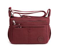 FANDARE Leggero Borsa a Spalla Tracolla Donna Casuale Monospalla Impermeabile Nylon Università lavoro Ciclismo Viaggio Palestra Sling Bag Rosso