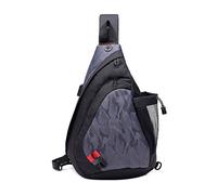 FANDARE Leggero Zaino Monospalla Sling Bag Borsa a Spalla Uomo Donna Borsello a Tracolla con USB per Scuola Outdoor Sportiva Ciclismo Viaggio Hiking Camping Crossbody Backpack Poliestere Nero Grigio
