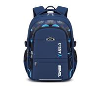 FANDARE Leggero Zaino per bambini Ragazzi Ragazze scolastico Cartella Apertura stile frigorifero Zainetto riflettente Borsa Adolescenti scuola Backpack per classi 3-9 Borsa spalla Blu reale A