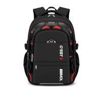 FANDARE Leggero Zaino per bambini Ragazzi Ragazze scolastico Cartella Zainetto riflettente Borsa Adolescenti per la scuola elementare School Backpack per classi 3-9 Borsa a spalla Nero rosso