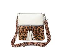 FANDARE Leopardo Borse a tracolla Donna PU Pelle Spalla Boho Frange Borsa sottobraccio Messenger Crossbody Bag Nero Zain a spalla per Telefono Lavoro, Ufficio, Viaggio Bianco