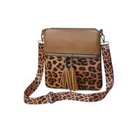 FANDARE Leopardo Borse a tracolla Donna PU Pelle Spalla Boho Frange Borsa sottobraccio Messenger Crossbody Bag Nero Zain a spalla per Telefono Lavoro, Ufficio, Viaggio Marrone