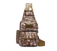 FANDARE Militare Zaino Monospalla da Uomo Tattico Borsello Uomo Donna Borsa a Spalla con USB Zaino da escursionismo per lavoro Ciclismo Viaggio Sports Borse piccole a tracolla Marrone Camo