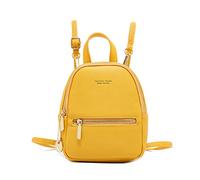 FANDARE Mini zaino da donna alla moda zaini piccoli borse a tracolla borse da viaggio borse a tracolla borsa ragazze scuola zaini impermeabili in pelle PU, Giallo, L, Zaino per la scuola