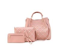 FANDARE Moda Borsa a Secchiello Impermeabile Borse a mano da donna 3 Pezzi Set Borsa a mano Borse Tote da donna PU Pelle Borsa a Tracolla per Shopping Viaggio Lavoro Incontri Rosa