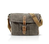FANDARE Moda Borsa a Tracolla Laptop da 7.9 Pollici Piazza Affari Studente Viaggio Portatile Uomo Multifunzione Envelope Crossbody Bag Traspirante Tela Grigio Verde