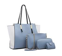 FANDARE Moda Borsa da Donna Borsa a Mano Borse Tote da donna Spalla 4 pezzi Set con Borsa a tracolla Pochette Portafoglio per Shopping Viaggio Partito Sacchetto Borsetta Blu