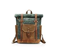 FANDARE Moda Borsa scuola Viaggio Zaino Uomo 15.6 pollici Daypack Outdoor Campeggio Grande Capacity Rucksack Tela, Verde, L, Zaino per il tempo libero