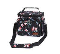 FANDARE Moda Borsa Termica Isolante Pranzo al Sacco Borsa da Picnic Borsa frigo Acquisti Auto Borsa a tracolla per Campeggio Nautica Spiaggia Pesca Scuola Lavoro Lunch Bag Poliestere Nero C