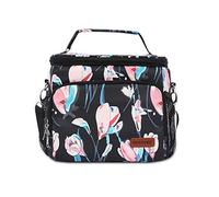 FANDARE Moda Borsa Termica Isolante Pranzo al Sacco Borsa da Picnic Borsa frigo Acquisti Auto Borsa a tracolla per Campeggio Nautica Spiaggia Pesca Scuola Lavoro Lunch Bag Poliestere Nero B