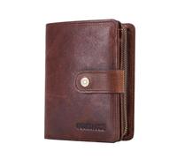 FANDARE Moda Portafoglio Uomo con RFID Corto Portafogli Pelle Portafoglio Pieghevole, con 12*porta carte di credito,1 * moneta tasca, per viaggi, feste, matrimoni,affari Marrone Scuro