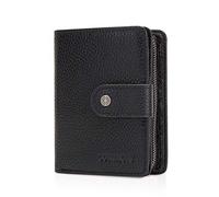 FANDARE Moda Portafoglio Uomo con RFID Corto Portafogli Pelle Portafoglio Pieghevole, con 12*porta carte di credito,1 * moneta tasca, per viaggi, feste, matrimoni,affari Nero