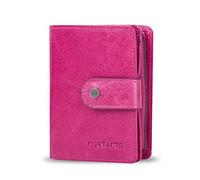 FANDARE Moda Portafoglio Uomo Donna Wallet con RFID Corto Portafogli Pelle Portafoglio Pieghevole, con 12*porta carte di credito 1 * moneta tasca per viaggi feste matrimoni affari Rose Red