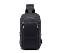 FANDARE Moda Sling Bag Bag Borsa da Uomo Borsa a Spalla Borsa con USB Borsa a Tracolla per Business Ciclismo Equitazione Viaggio Grande Capacità Impermeabile Poliestere Nero A L, Nero, L, Elegante