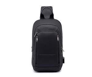 FANDARE Moda Sling Bag Bag Borsa da Uomo Borsa a Spalla Borsa con USB Borsa a Tracolla per Business Ciclismo Equitazione Viaggio Grande Capacità Impermeabile Poliestere Nero A L, Nero, L, Elegante