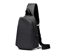 FANDARE Moda Zaino Monospalla Zaino Spalla con USB Borsa a tracollo Uomo Sling Crossbody Bag Business Borsello a tracolla per Trekking Ciclismo Viaggio Sports Impermeabile Nylon Nero