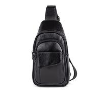 FANDARE Monospalla Uomo Zaino Monospalla Tracolla Donna Pelle Borse piccole a tracolla Borsa a Spalla per Scuola Outdoor Sportiva Ciclismo Viaggio Hiking Camping Crossbody Daypacks Nero C