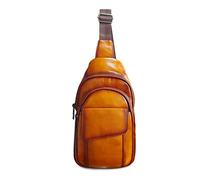 FANDARE Monospalla Uomo Zaino Monospalla Tracolla Donna Pelle Borse piccole a tracolla Borsa a Spalla per Scuola Outdoor Sportiva Ciclismo Viaggio Hiking Camping Crossbody Daypacks Marrone BB