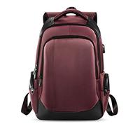 FANDARE Unisex Multiuso Zaino con Porta USB, Zaino per Computer Portatile 15.6 Pollici, Uomo/Donna Universitaria Borsa da scuola,Zaino Lavoro Uomo per Scuola Viaggio, Impermeabile Poliestere Rosso