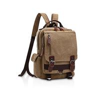 FANDARE New Zaino Uomo Business Sling Bag Student Outdoor Viaggio Borsa a Tracolla Traspirante Tela Cachi B