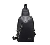 FANDARE Nuovo Monospalla Zaino Uomo Monospalla Borsello da Uomo con USB Borsa a Tracolla PU Borsa Sportiva Sling Bag Affari Ciclismo Viaggio Grande Capacità Impermeabile Nero
