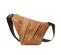 FANDARE Nuovo Monospalla Zaino Uomo Monospalla Pelle segmentato Borsello da Uomo Borsa a Tracolla Borsa Sportiva Sling Crossbody Bag Affari Ciclismo Viaggio Grande Capacità Impermeabile Marrone Chiaro