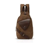 FANDARE Nuovo Sling Bag Sportivo Portatile Borsa a Tracolla Viaggio All'aperto Jogging Bicicletta Zaino Donna/Uomo Traspirante Tela Marrone