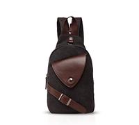 FANDARE Nuovo Sling Bag Sportivo Portatile Borsa a Tracolla Viaggio All'aperto Jogging Bicicletta Zaino Donna/Uomo Traspirante Tela Nero