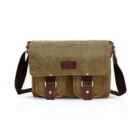 FANDARE Nuovo Vintage Messenger Bag Borsa a Tracolla Borsa Crossbody 14 Pollice Laptop Briefcase Uomo Donne Scuola Borsa Zainetto Schoolbag Multifunzione Tela Marrone