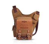 FANDARE Nuovo Vintage Sling Bag Monospalla Borse a Spalla Zaino Tracolla Crossbody Bag Hiking Bag Ciclismo Borsello Marsupio Zainetto Uomo Zaino Tela Khaki B