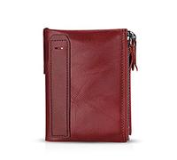 FANDARE Portafoglio Uomo protezione anti-RFID Donna Portafogli Pelle, Portafoglio Pieghevole, con porta carte di credito, portamonete porta tessere Rosso