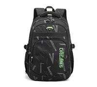 FANDARE Ragazzi Zaino per bambini Scolastico Cartella Zainetto con la tracolla di regolazione Borsa Adolescenti per la scuola elementare Backpack per classi 3-9 Borsa a spalla School Bag Verde nero