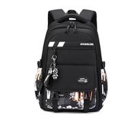 FANDARE Ragazzo Zainetti per bambini con Ciondolo Zaino Scuola Elementare Ragazzi Ragazze Borse a zainetto Cartelle Adolescente Studente Borsello Borsa ufficio Viaggio Daypacks Nero Blu