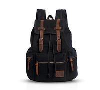 FANDARE Retrò 15.6 Pollici Zaino Per Laptop Laptop Outdoor Viaggi Lavoro Studente Escursionismo Borse Scuola Daypack Tela, nero, M, Zaino per il tempo libero