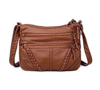FANDARE Retrò Borsa a tracolla Donne a Mano Impermeabile PU Pelle Borsa Messenger Telefono da Viaggio Pochette Marrone, Marrone, L, Retro, marrone, L,
