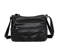 FANDARE Retro Borsa a tracolla Spalla Borsa da Donna Borsa a Spalla Borsa Messenger in Pelle PU Borse a Spalla Elegante Messenger Crossbody Bag Shopping Viaggio Sacchetto Borsetta Nero