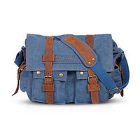 FANDARE Retro Borsa a Tracolla Tela Borse a spalla per 14 pollici Laptop Ventiquattrore Uomo Donna Messenger Bag Borsa Zainetto Briefcase Multifunzione per viaggio lavoro scuola università Blu Navy