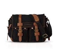 FANDARE Retro Borsa a Tracolla Tela Borse a spalla per 14 pollici Laptop Ventiquattrore Uomo Donna Messenger Bag Borsa Zainetto Briefcase Multifunzione per viaggio lavoro scuola università Nero