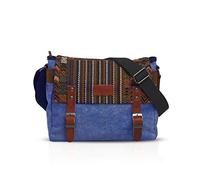 FANDARE Retro Borsa a Tracolla Uomini/Donne Business Commuter Crossbody Bag Outdoor Viaggi Campeggio Grande Capacit脿 Messenger Bag Traspirante Tela, Blu, L, Zaino per il tempo libero