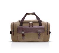 FANDARE Retro Borsa da Sportiva Uomo/Donna Student Gym Borsa Tote da Viaggio Outdoor Camping Boston Borsa a Tracolla Traspirante Tela Cachi