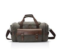 FANDARE Retro Borsa da Sportiva Uomo/Donna Student Gym Borsa Tote da Viaggio Outdoor Camping Boston Borsa a Tracolla Traspirante Tela Grigio