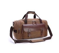 FANDARE Retro Borsa da Sportiva Uomo/Donna Student Gym Borsa Tote da Viaggio Outdoor Camping Boston Borsa a Tracolla Traspirante Tela Marrone