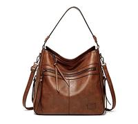 FANDARE Retrò Borsa Donna Spalla Tracolla Borsa a Tote Mano Pelle PU Impermeabile Messenger Rivetto Nappa per 12.9 Pollici PC Portatili Shopping Viaggio Partito Work Crossbody Bag Marrone