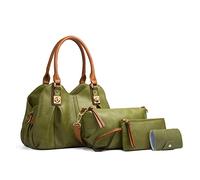 FANDARE Retrò Borse a mano da donna Borse Tote da donna Impermeabile Borse a tracolla Pochette e Clutch Pelle Soffice 4 pezzi Set Borse a spalla per Shopping Viaggio Lavoro Incontri Verde