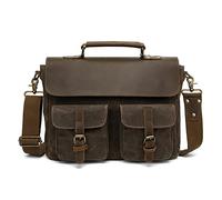 FANDARE Retrò Borsello Uomo Tracolla Tela Pelle Tote Sacchetto del Messaggero Borsellino per Università Viaggio Lavoro - Marrone